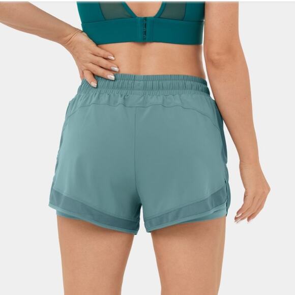 HALARA Breezeful 2-in-1 Hi-Waist Shorts Mineral Blue NWT Drawstring Mesh Pockets - Picture 2 of 11